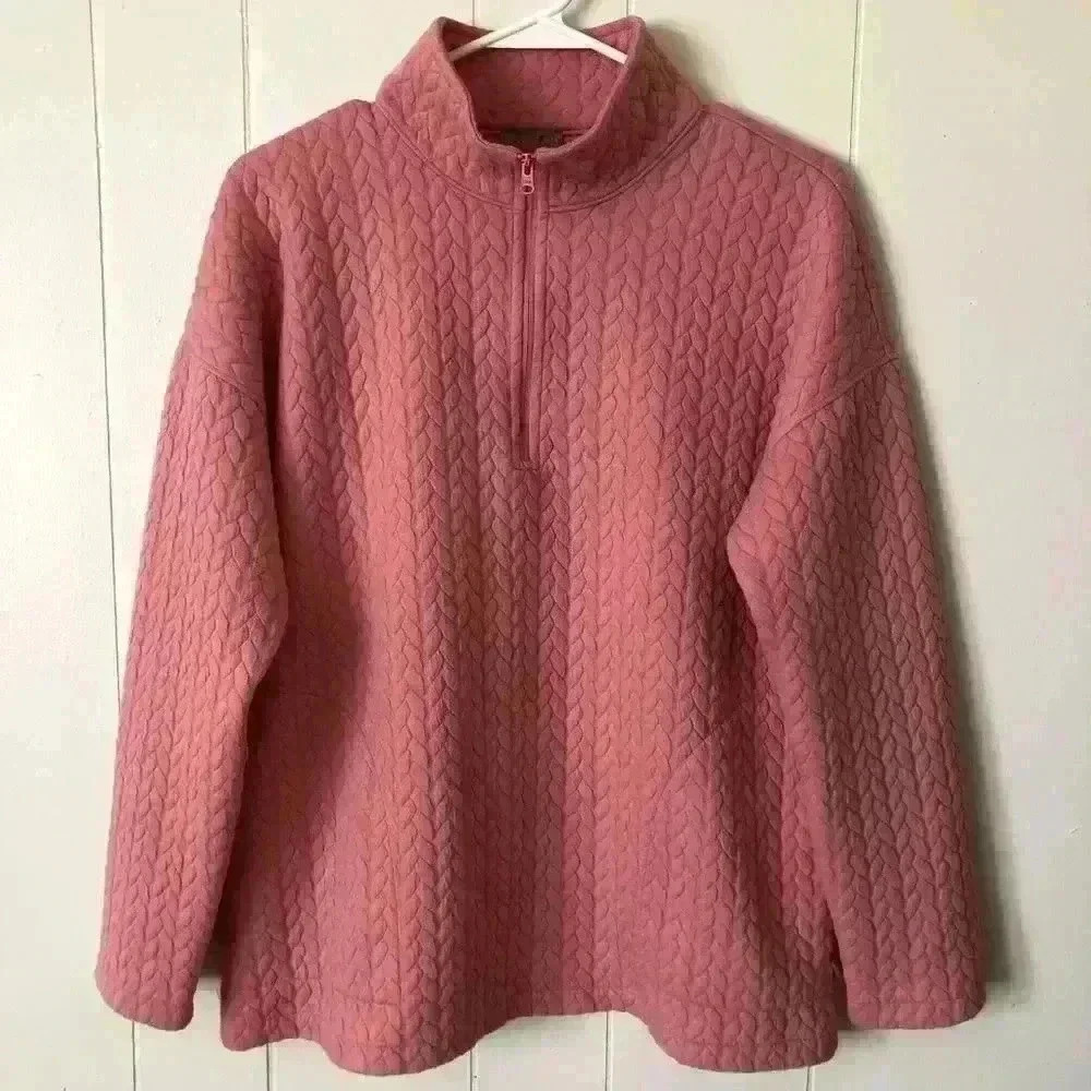 T by Talbots Women’s Half Zip Polyester & Cotton Blend Pullover Size M